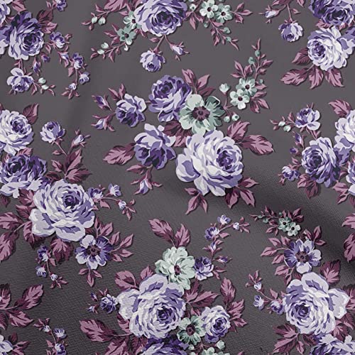 oneOone Polyester Spandex Wine Fabric Floral Craft Projects Decor Fabric Printed by The Yard 56 Inch Wide