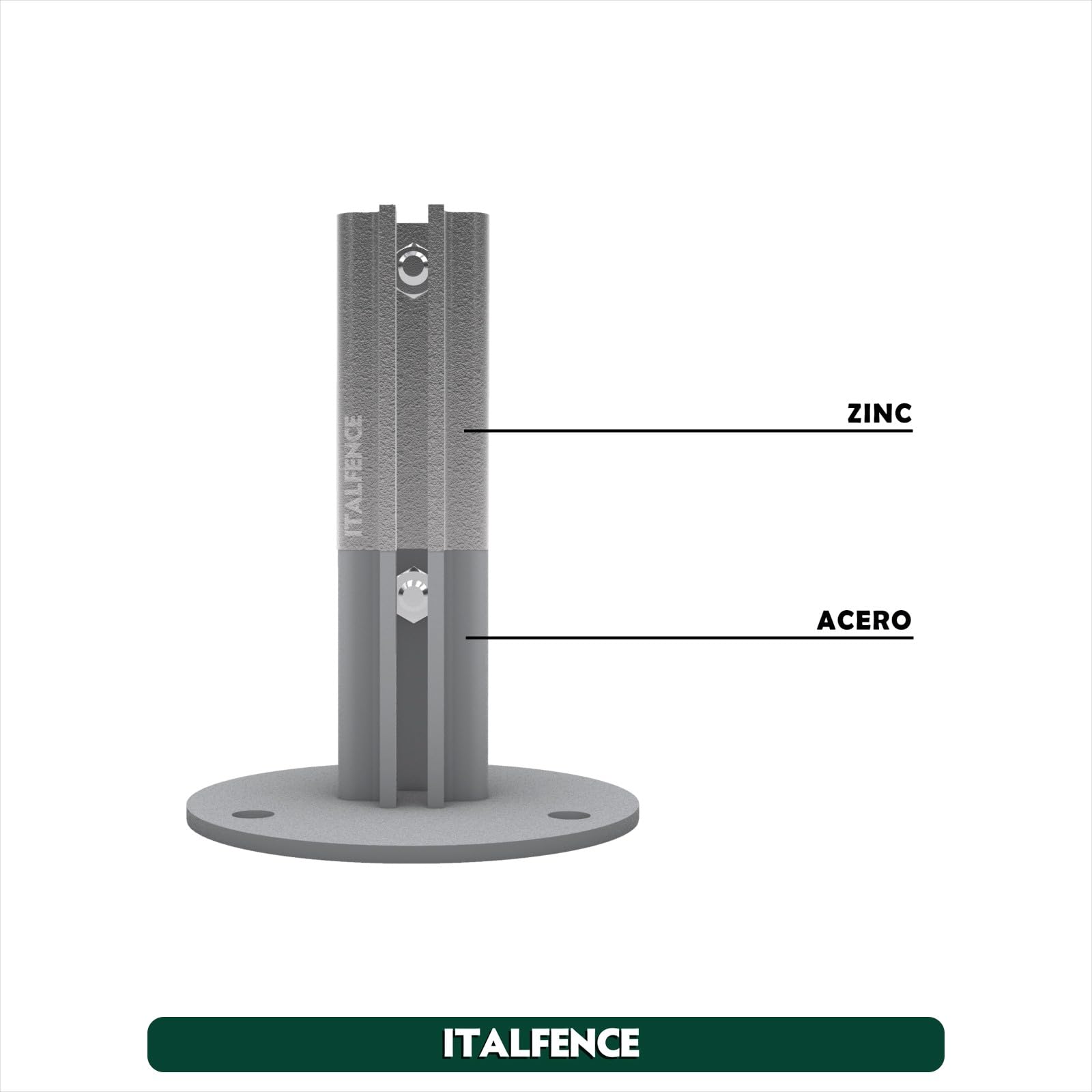 Base para poste T 30x30mm, acero galvanizado [5 piezas]
