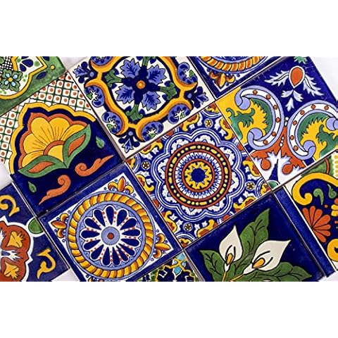 FESTMEX Authentic Talavera Ceramic Tiles Set Cover