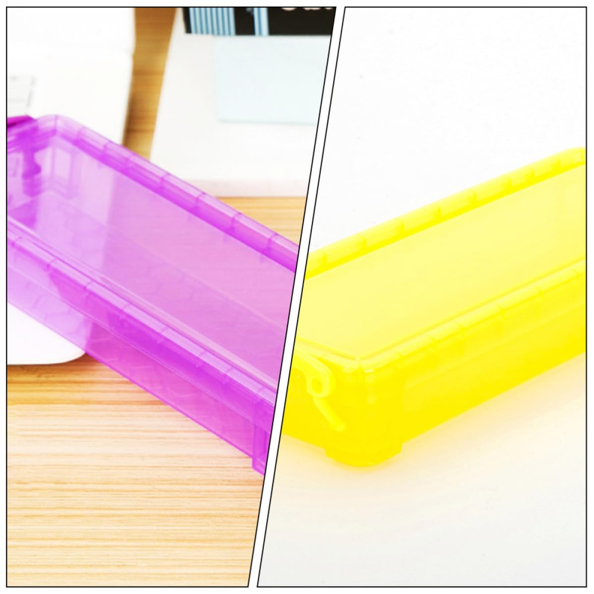 8pezzi Astuccio Trasparente per Matite Organizer Grande Capacità per Penne Portapenne Multiuso con Coperchio Sicuro Contenitore per Cancelleria da Ufficio e Scuola