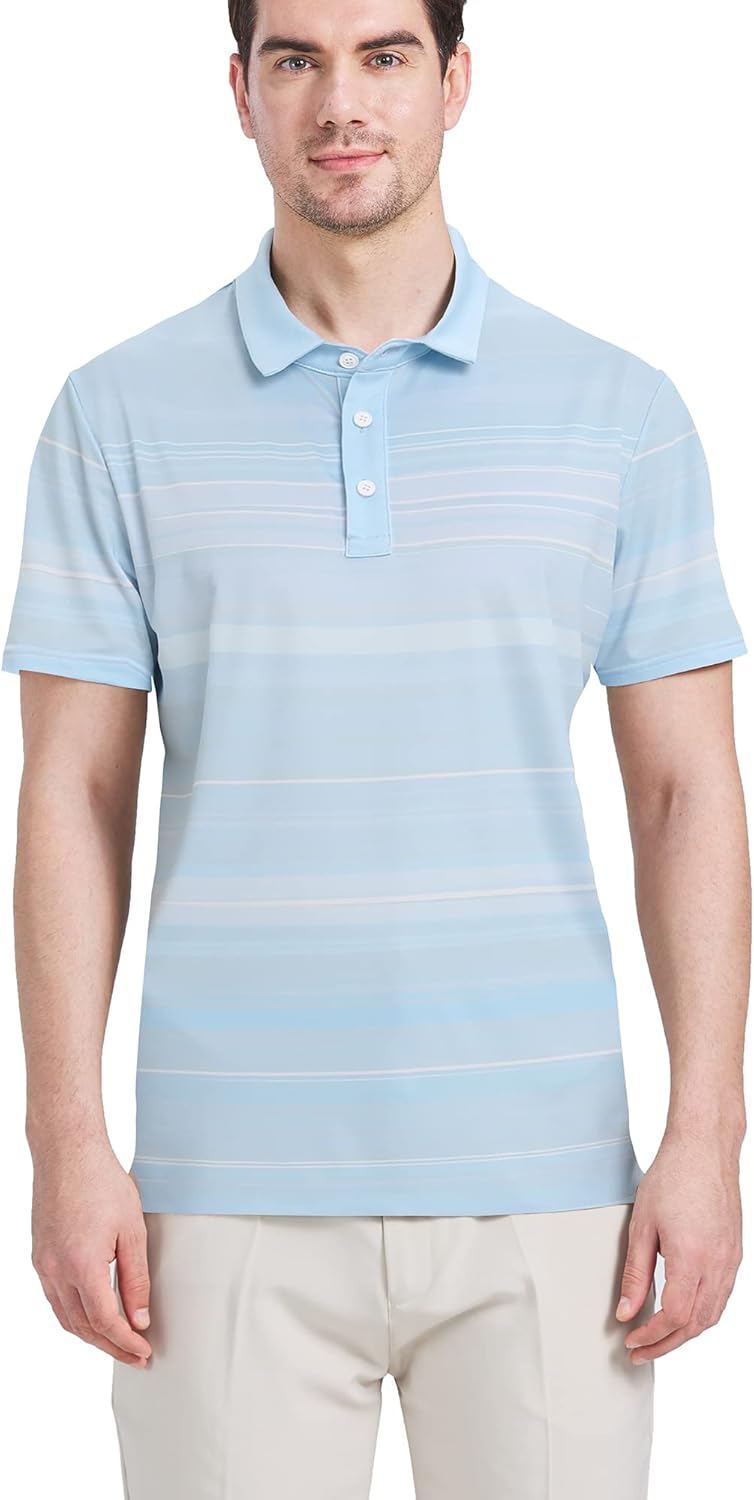 Men's Polo Shirts Short Sleeve - Golf Shirts for Men Recycled Polyester Dry Fit Performance Designed Collared Golf Polo