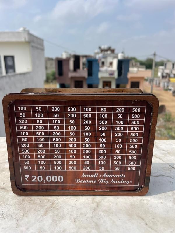 Wooden Savings Box with Deposit Chart Target | Money Saving Challenge Box Style-125-image-48