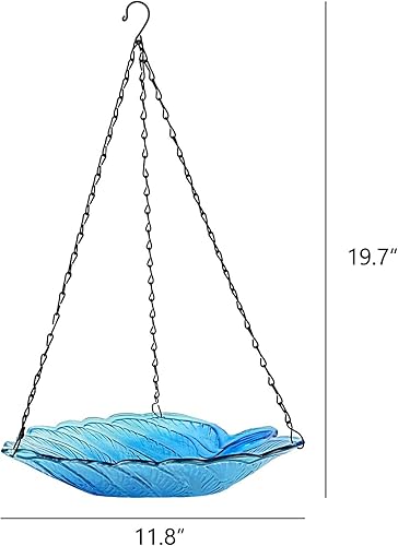 Miniatura 2 de ielevations Baño colgante para pájaros para exteriores, cuenco de vidrio, comedero de platos para pájaros silvestres para jardín, patio y patio,