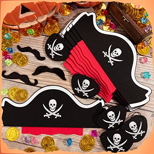 Pirate Hat Set, 32Pcs Pirate Eye Patches Sword Hats Beard Pirate Theme Party Supplies For Kids Halloween Costume Masquerade #TOP6
