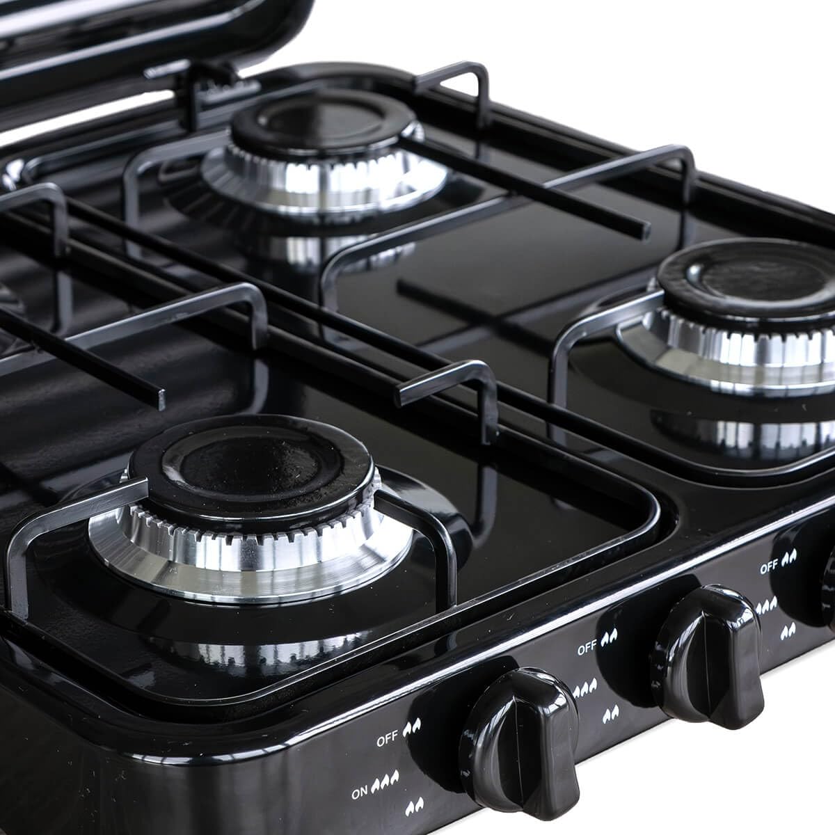 INTEC - Réchaud à gaz 4 feux 8800W Plaque de cuisson gaz portable Noire Gaz Butane ou Propane Bruleurs inox