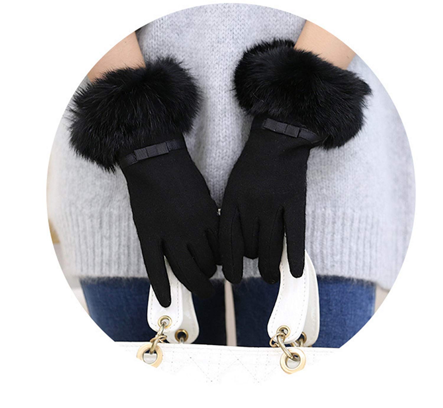 Unisex-Adult Mittens Damskie Męskie Rękawiczki Ekran Dotykowy Zimowe Proste Rękawiczki Ciepłe Efektowne Rękawiczki/Black/One Size