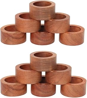 Wooden Napkin Ring for Weddings Dinner Parties or Every Day Use (Set of 12, Plane)