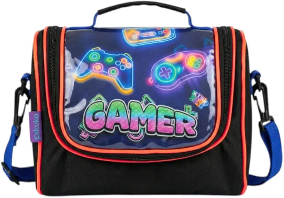 Lancheira Térmica Escolar Infantil Juvenil Transversal Bolsa Gamer Masculino Menino Cristal Grande Impermeavel Isolada Passeio