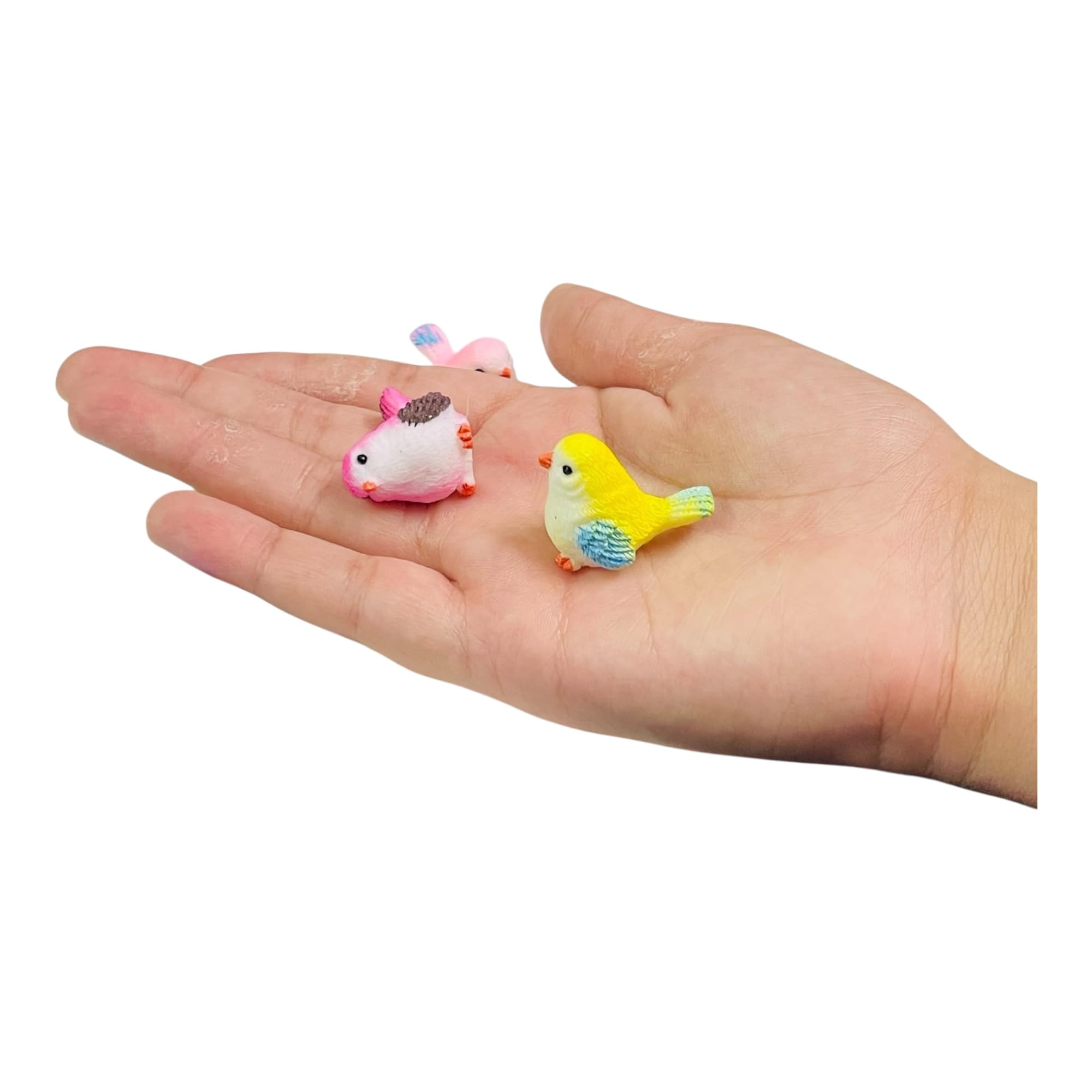 Kriwin Miniature Bird Figurines Set, Resin Made, Colourful Garden Decor for Plants, Terrarium, Dollhouse (Small, 4, Count) 2
