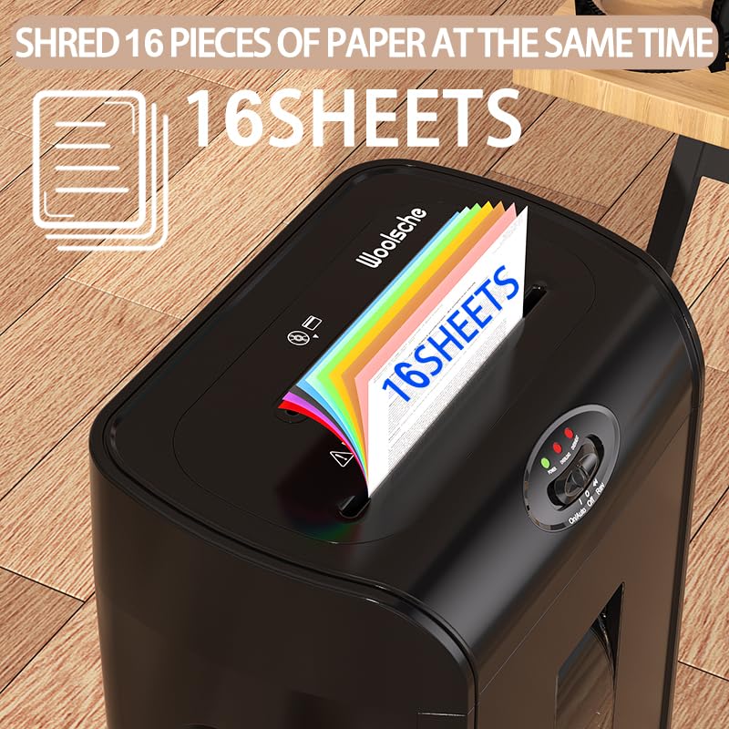 Image of Paper Shredder, 16-Sheet Cross Cut with 4.76-Gallon Pull Out Basket, P-4 Security Level, 3-Mode Design Shred Paper and CD /Credit Card, Durable&Fast with Jam Proof System Shredder for Office