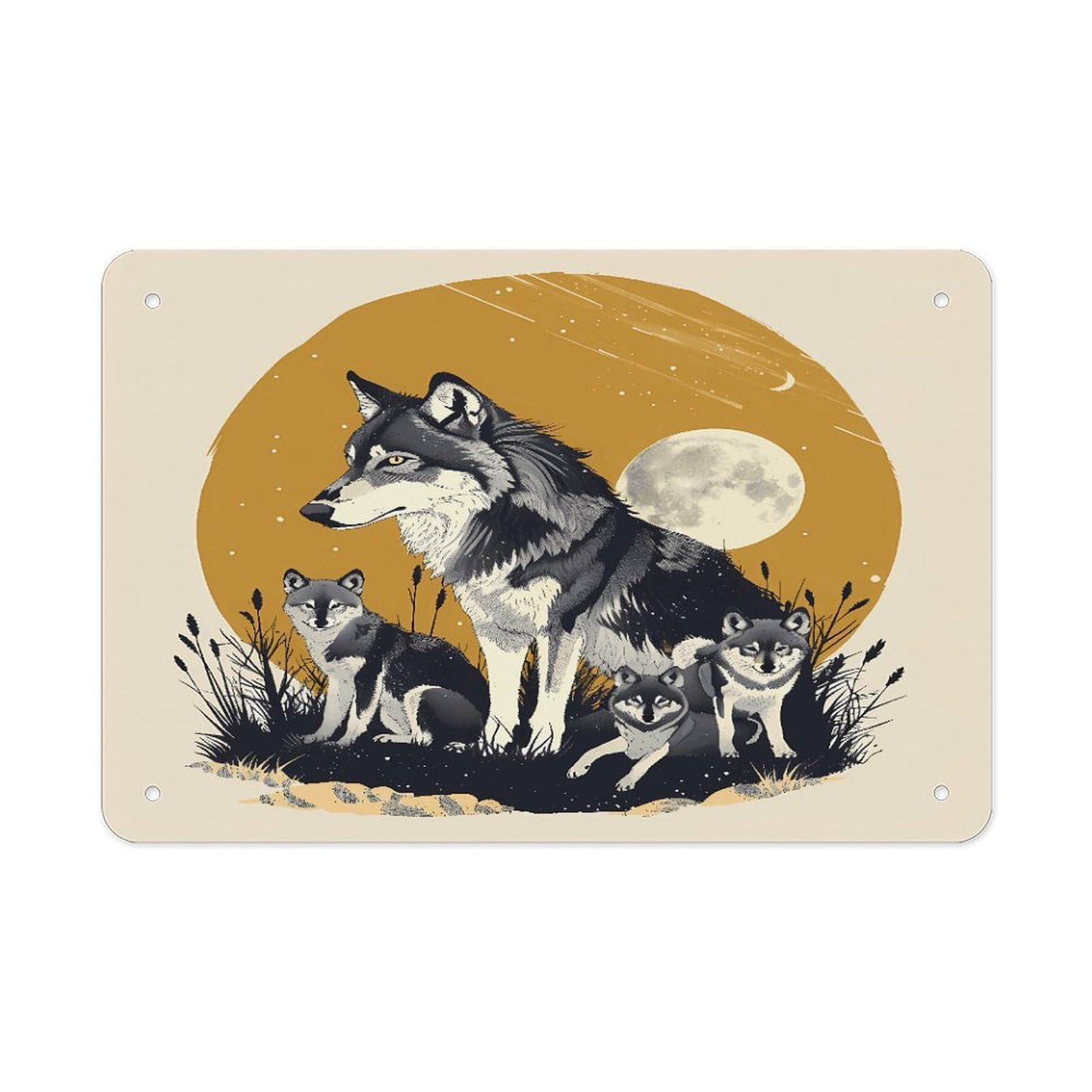 Fodpand Style Wolves Family Wall Art Metal Signs Tin Sign