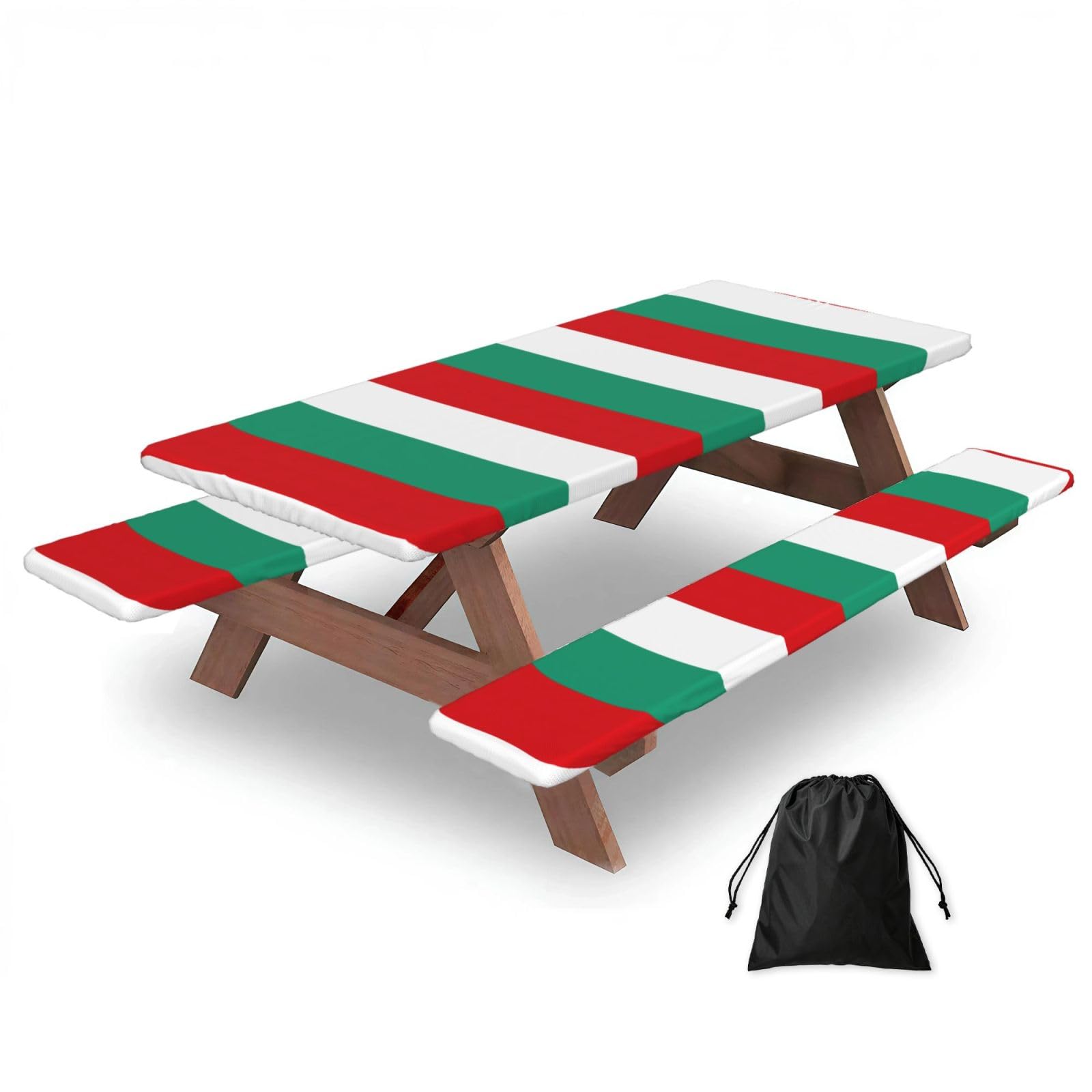 PPHGUT Bulgarian Flag Print Picnic Table Bench Cover Set Outdoor Garden Bbq Protector For Family Camping