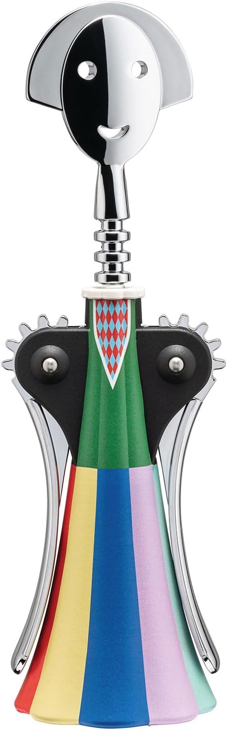 Alessi Anna G. Parade AM01A 5 Design Corkscrew in AlkiPaper® and Chrome Zamak, Multicoloured