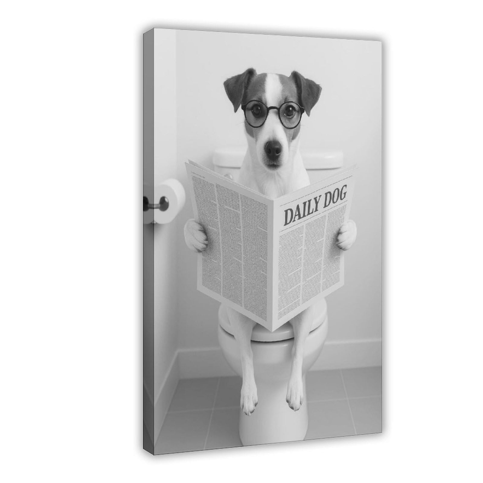 Ncudank Jack Russell Toilet Canvas Poster Bedroom Decor Landscape Office Room Decor Gift 16X24inch(40X60cm)
