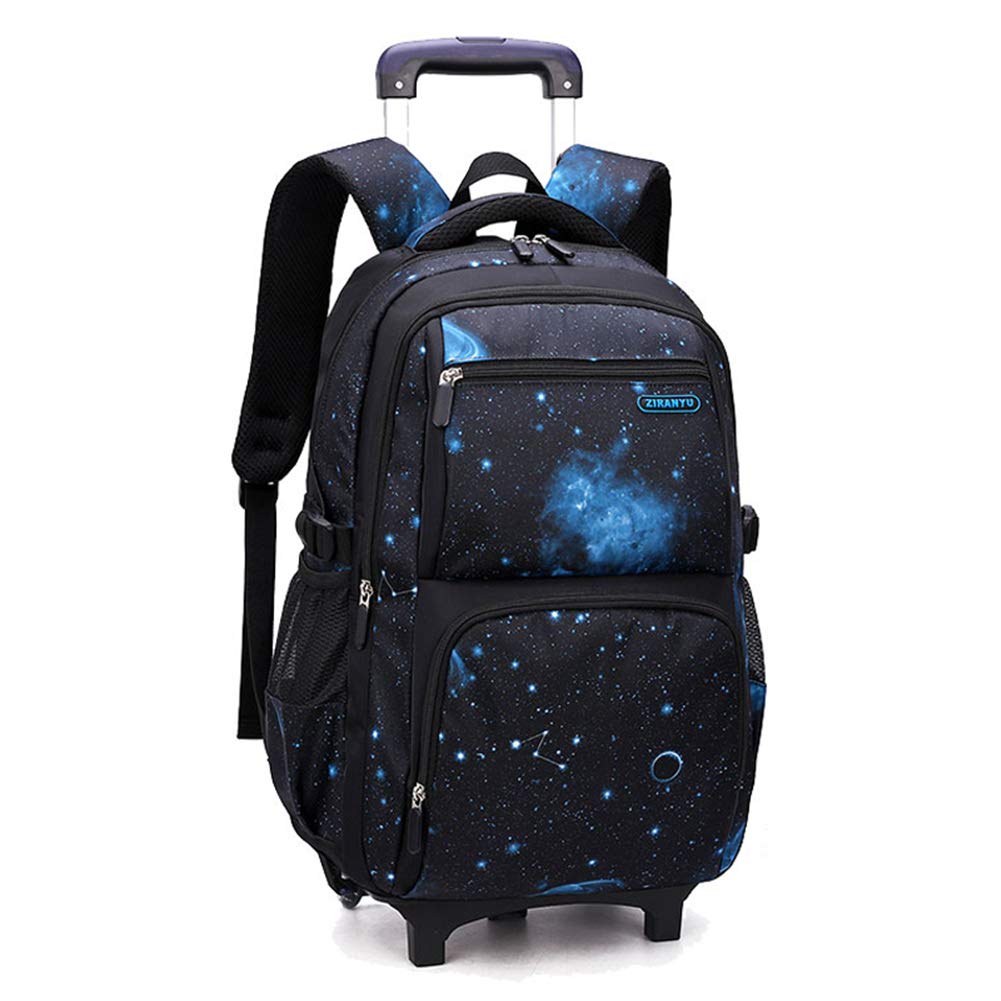 MITOWERMIBoys Rolling Backpacks Kids' Luggage Wheeled Bags Kids Trolley School Bags Space Starry Sky Printed Durable Bookbag