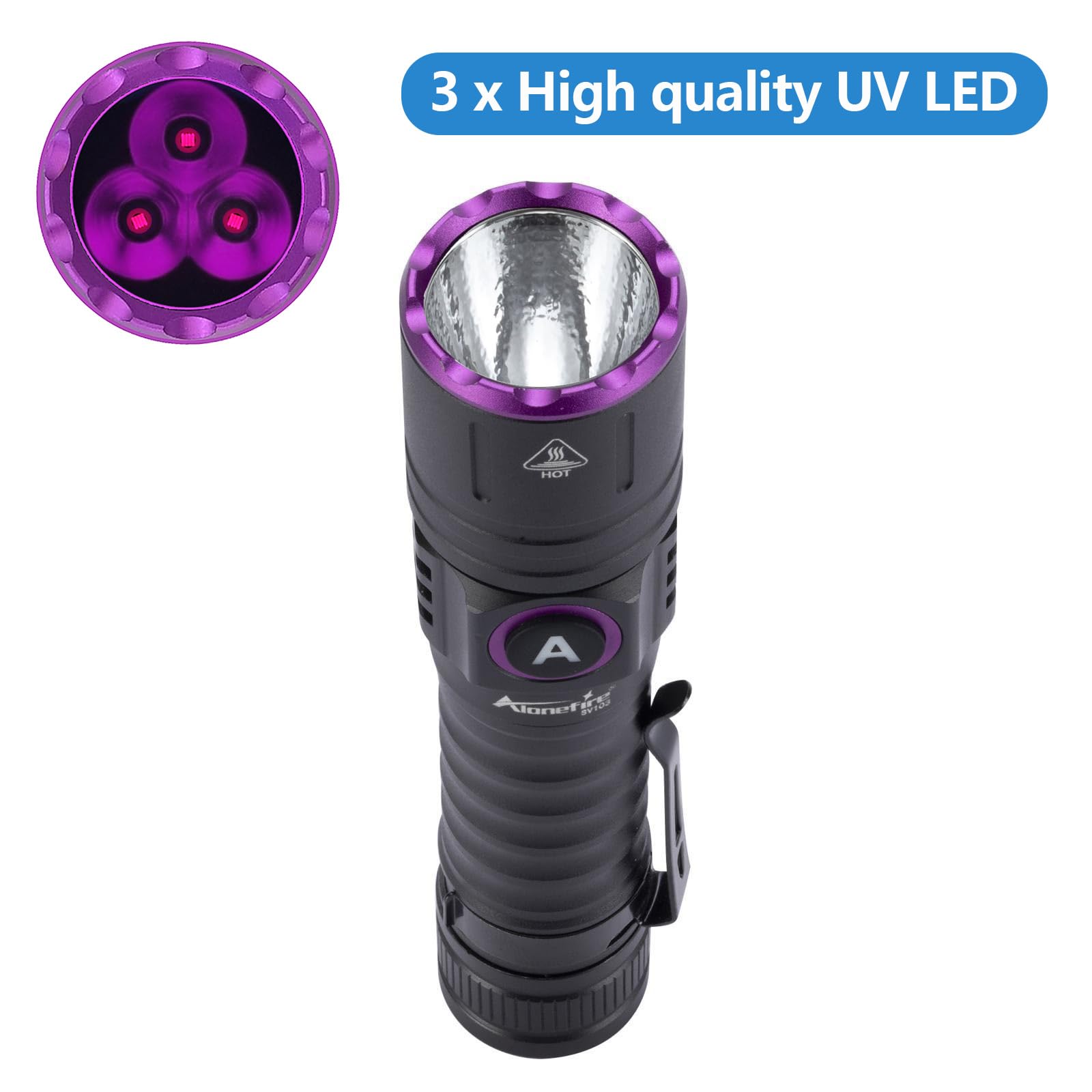 Alonefire SV41 395nm Torcia UV Professionale 10W Ricaricabile