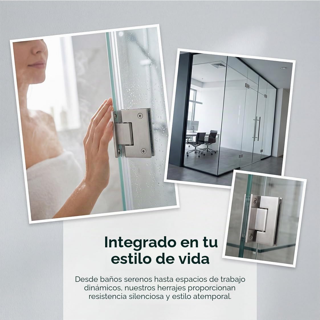 Dos clips de cristal de apertura de 90°, 8-12 mm, acero inoxidable, montaje en pared, sin marco, montaje en cristal, bisagra para puerta de ducha T-Clip