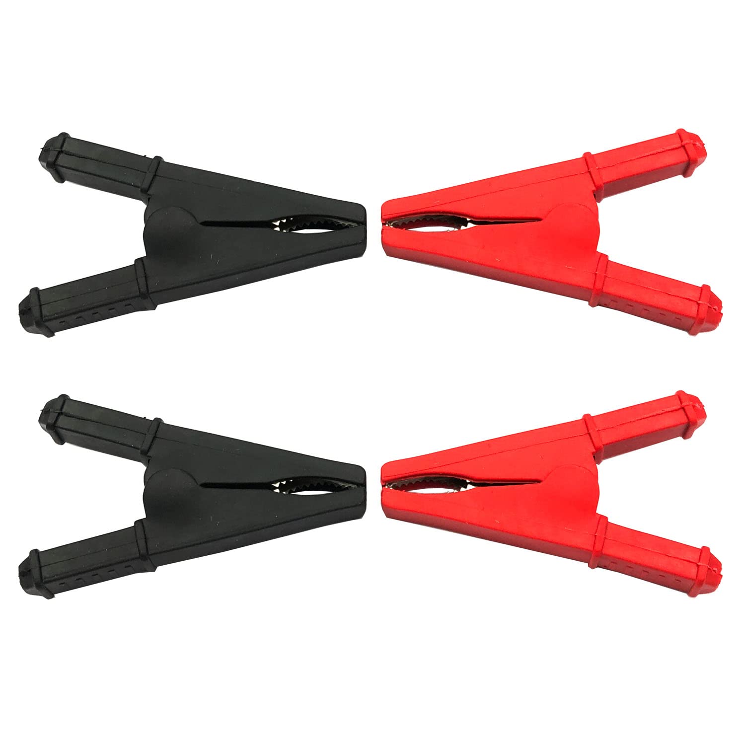 FainWan 2Pairs Full Insulation Car Battery Test Lead, 30A Protecting Alligator Clips Crocodile Clamps (Black+Red)