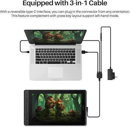 Miniatura 6 de HUION KAMVAS Pro 16 - Tableta de dibujo gráfico con pantalla de inclinación totalmente laminada, sin batería, lápiz táctil, soporte ajustable,