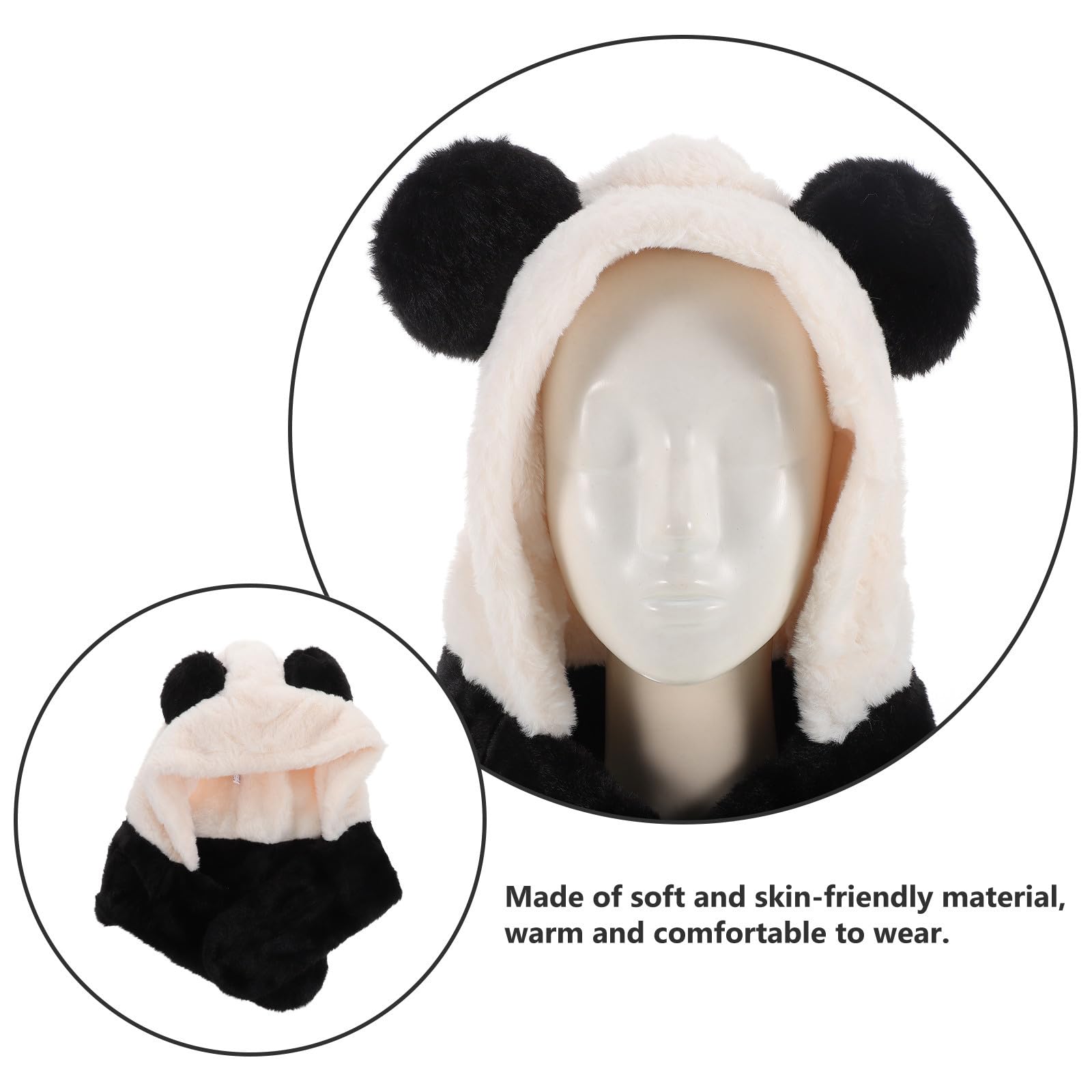 Healeved 4 Piezas Gorro de Panda para Mujer y Niña, Felpa Imitación