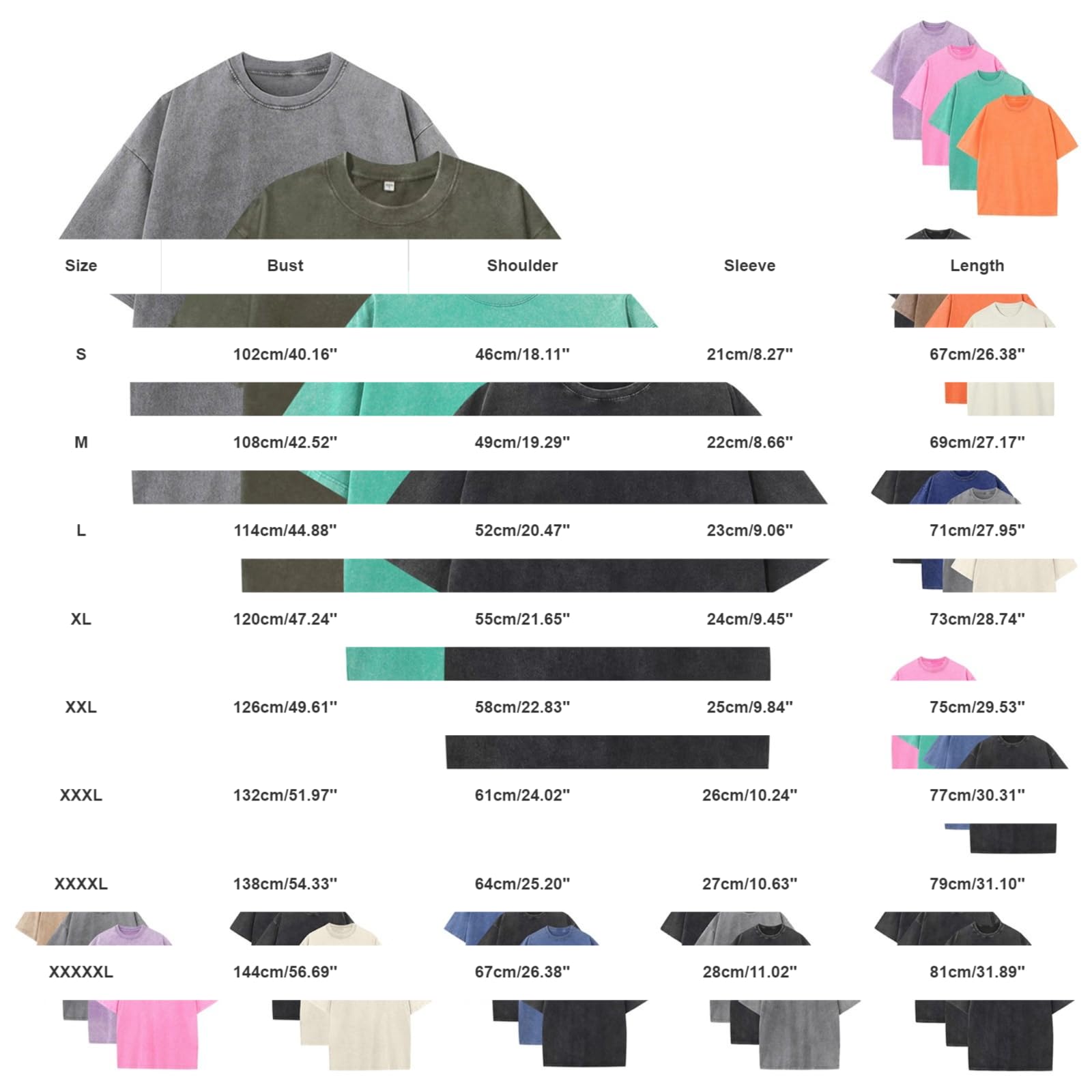 4/5er Pack Oversize T-Shirt Herren Damen Vintage Baumwoll T-Shirts Unisex Streetwear Basic Tee Rundhalsausschnitt Casual Sommer Tops Heavy Cotton kurzärmelig für Männer und Frauen