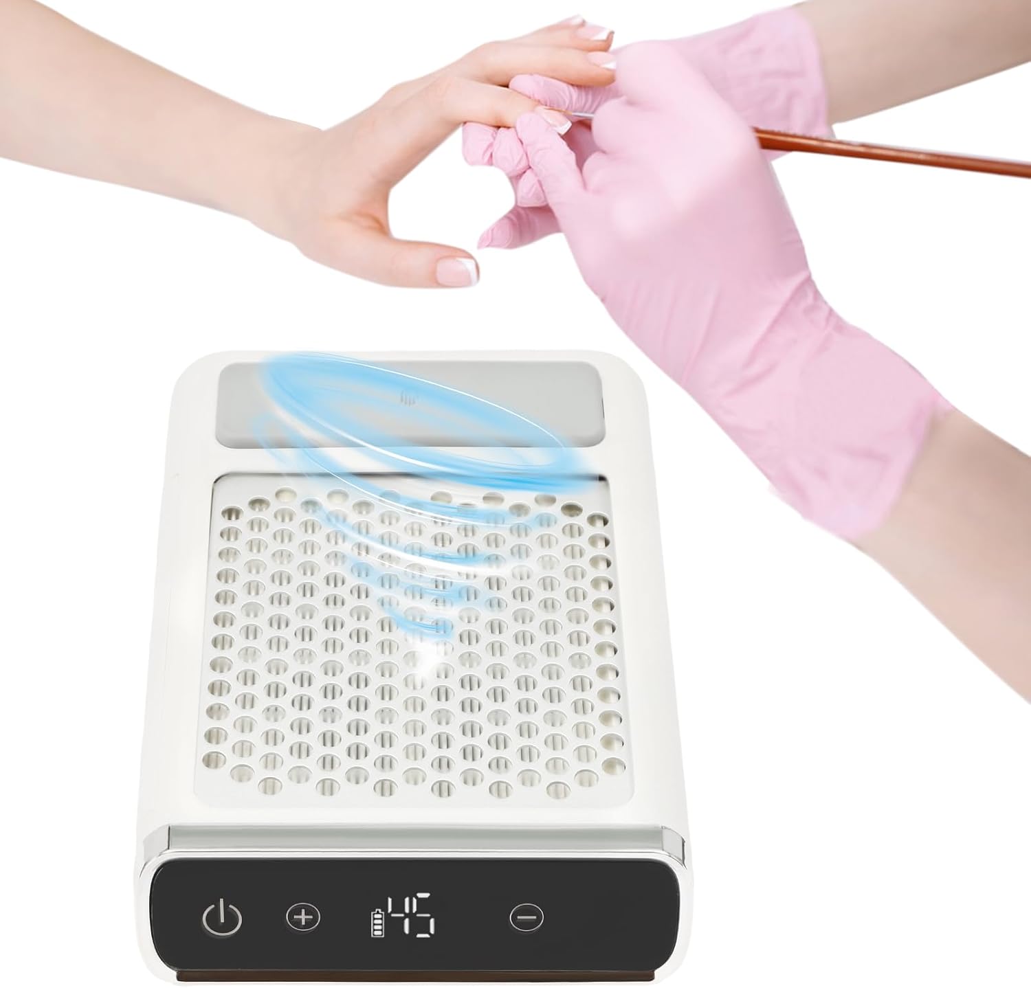 Rechargeable Nail Dust Collector, 80W Professional Extractor Vacuum, Nail Dust Vacuum Cleaner 4500rpm Adjustable Suction Nail Dust Collector, Dust Collector for Nail Polishing