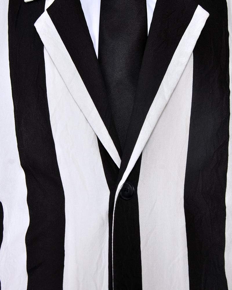 miccostumes Men's Costume Horror Movie Cosplay Black and White Vertical Stripes Jacket Suit Costume with Tie Halloween Party - Image 6