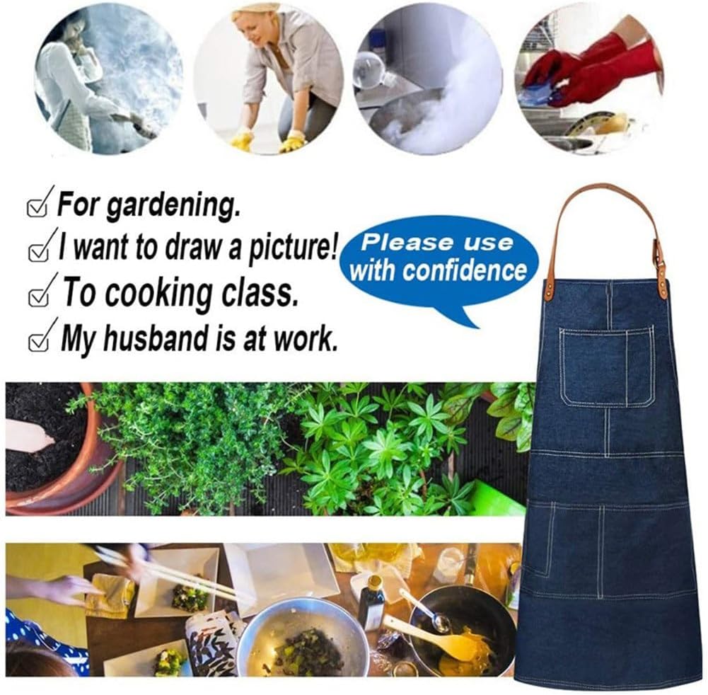 Cotton And Linen Three-color Women's Canvas Apron Home Chef Kitchen Work Clothes