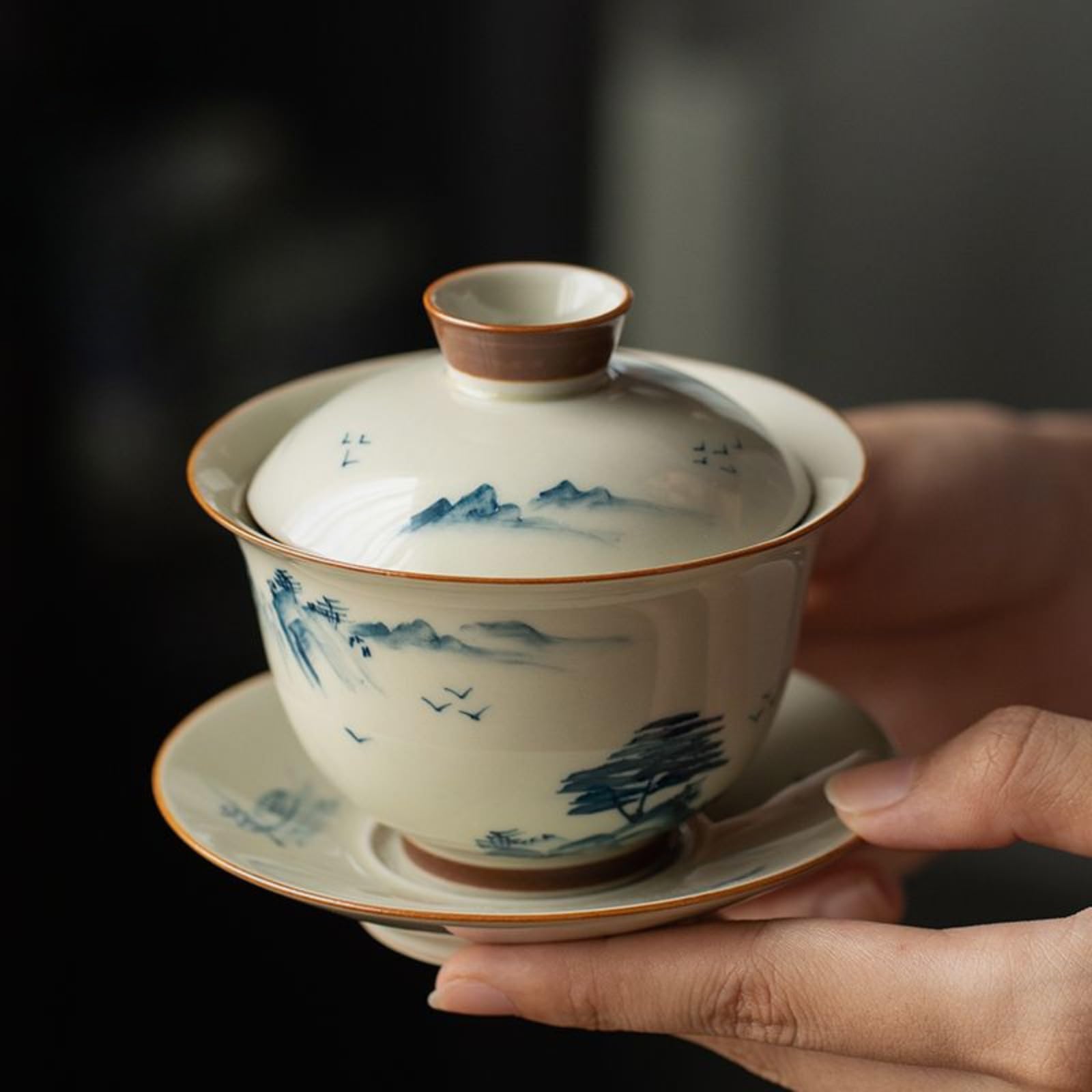 Gaiwan porcelaine dessinée main 160 ml, l'excellence du Gongfu Cha