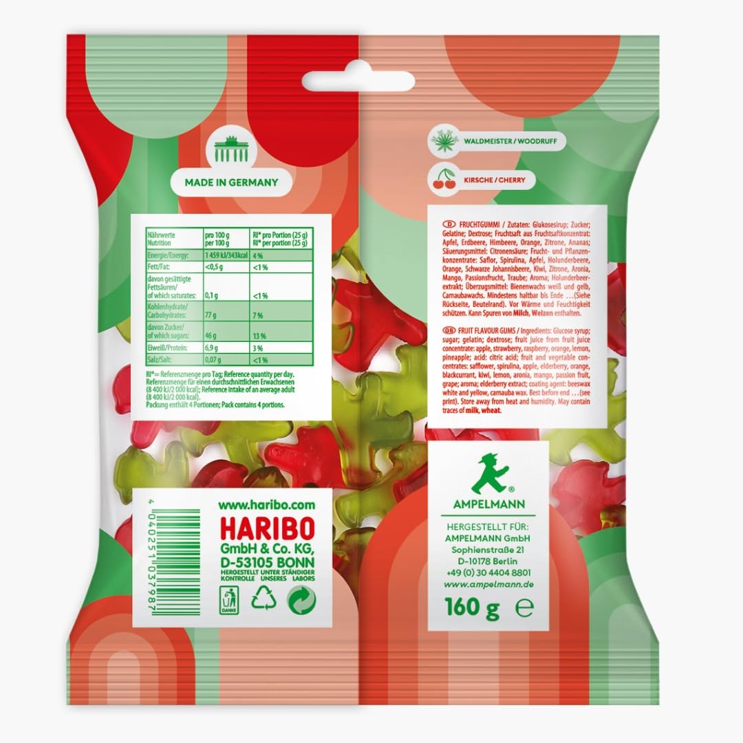 Ampelmann 20x 160g Fruchtgummis - Fruchtige Gummibärchen - Kirsch & | Gummibonbons in Kultform inkl. DDR Kochbuch & Karte - Ideales Naschwerk im Vorratspack für Partys & als Geschenkidee