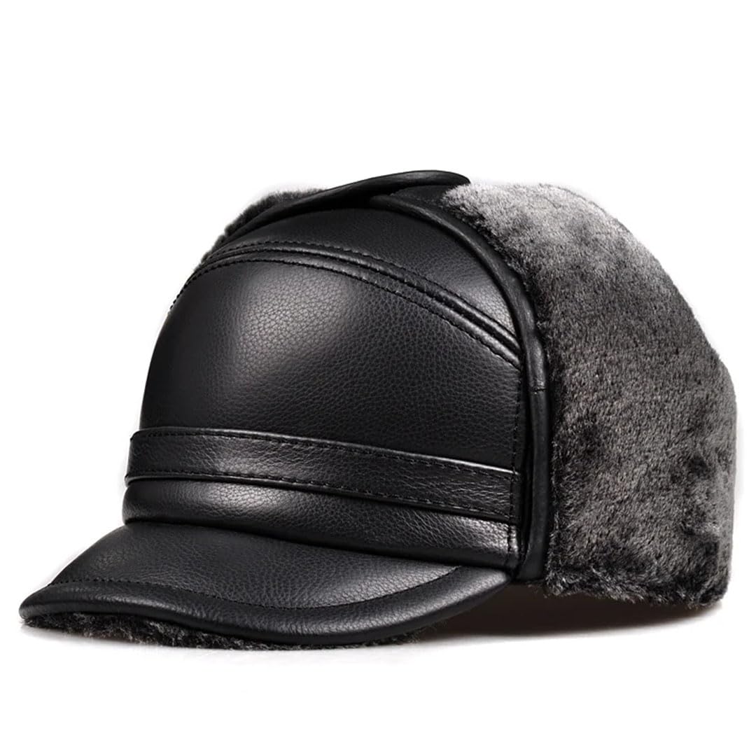 Gorro bomber de piel sintética para hombre, protección auditiva, cálido, para invierno, para hombre