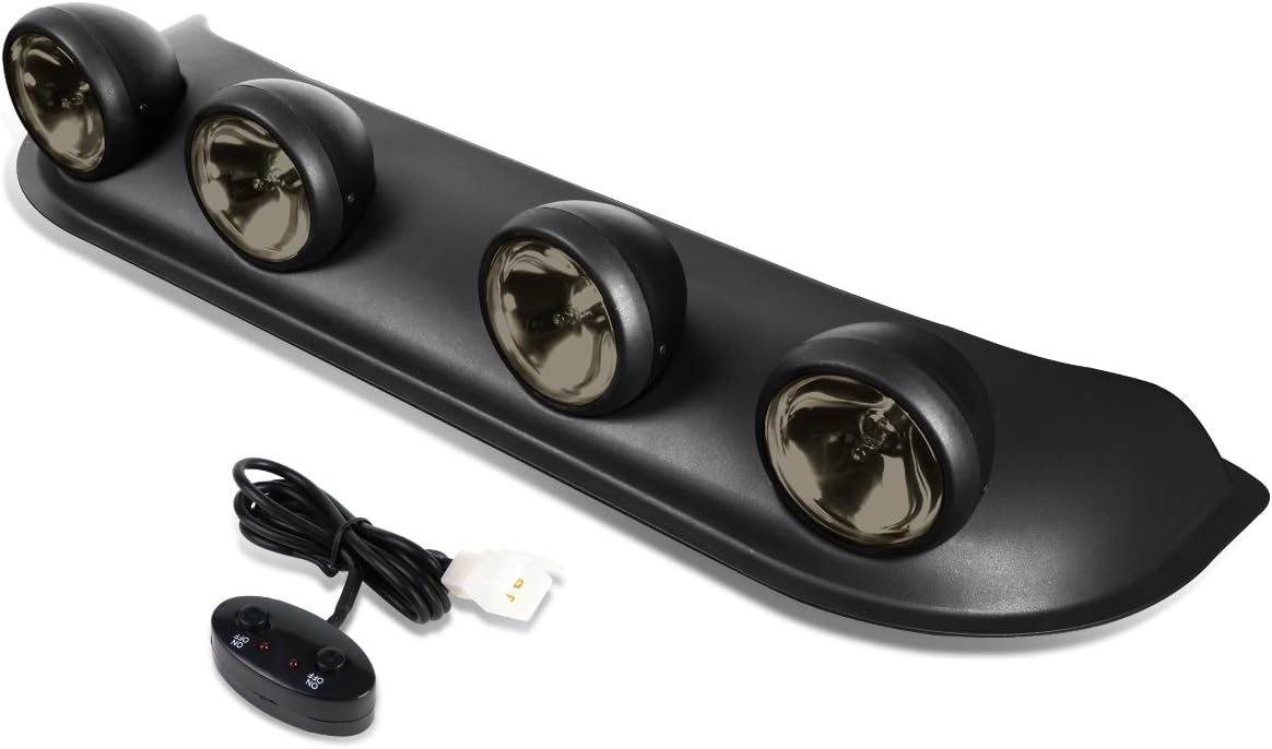 Auto Dynasty, Universal Black Frame Smoked Lens Roof Mounted Fog Light + Bulbs + Switch