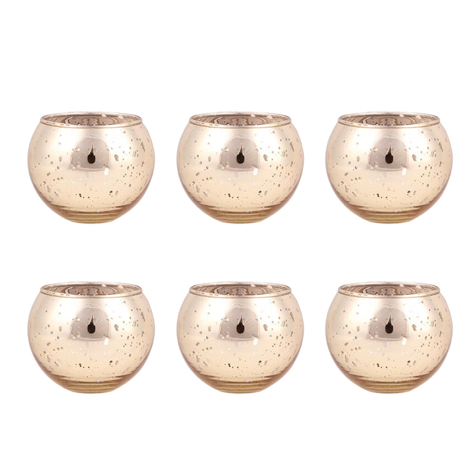 Tsophreniq 6Pcs Glass Tealight Votive Holders Christmas Table Centerpieces Decoration for Indoor/Outdoor Holiday Decors Glass Holders for Table Centerpiece