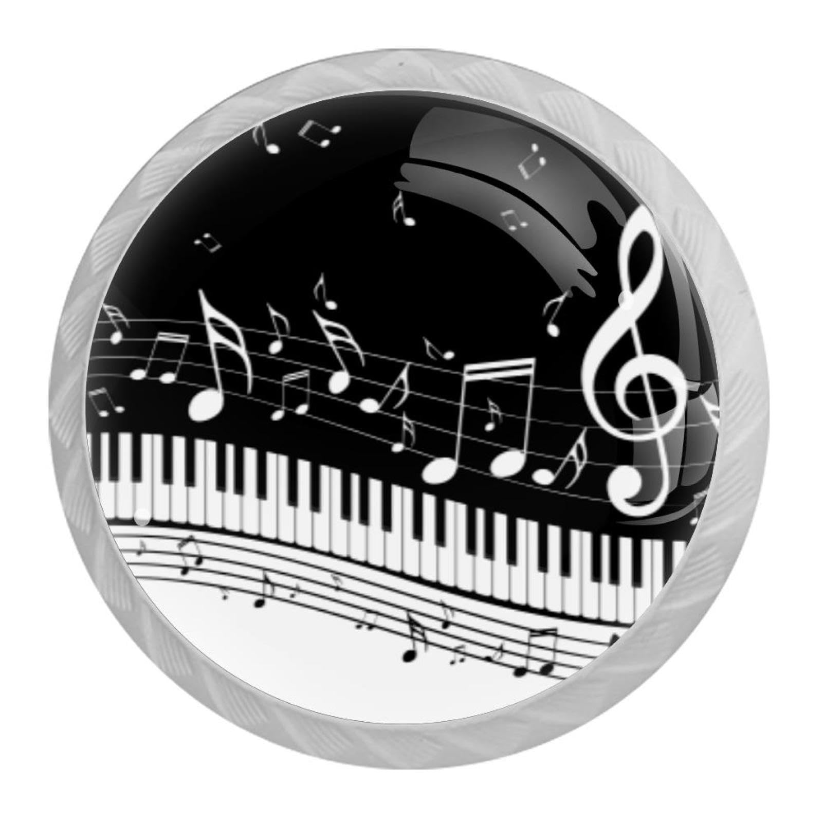 Tqmspg Multi16 4 Pieces Drawer Pulls Piano Keys Musical Notes Door Knobs Dresser Handles For Kitchen Wardrobe Cupboard Hardware Furniture
