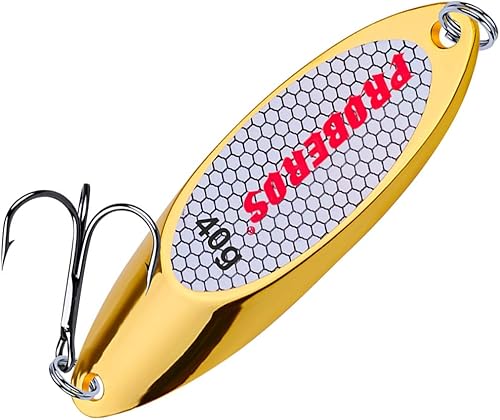 Miniatura 18 de PROBEROS Cucharas de pesca señuelos cebos para lubina, aparejos de cebo de jigging con ganchos agudos, cuchara de metal duro, señuelo de pesca