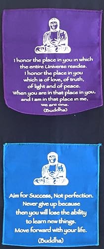 Miniatura 3 de OMA Bandera tibetana de oración de Buda para colgar en la pared, decoración de arco iris, chakras motivacionales, afirmación inspiradora, pancarta,