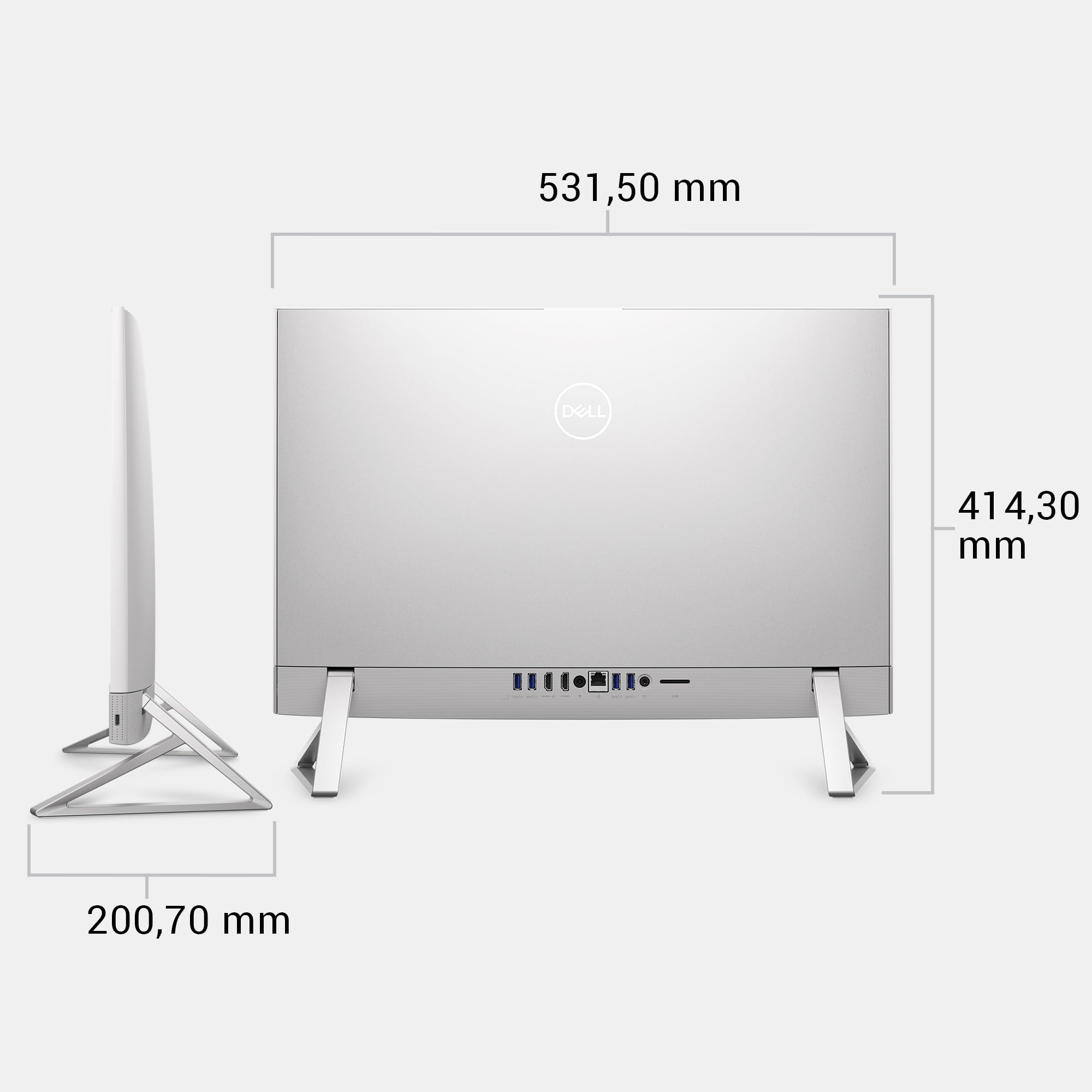 Dell 24 Tout-en-Un EC24250 Ordinateur Bureau 23,8" FHD IPS, Intel Core i5-1334U, Intel Iris XE, 16 Go RAM DDR5, 512 Go SSD, Windows 11 Home, Wi-FI 6E, Clavier & Souris sans Fil AZERTY - Argent