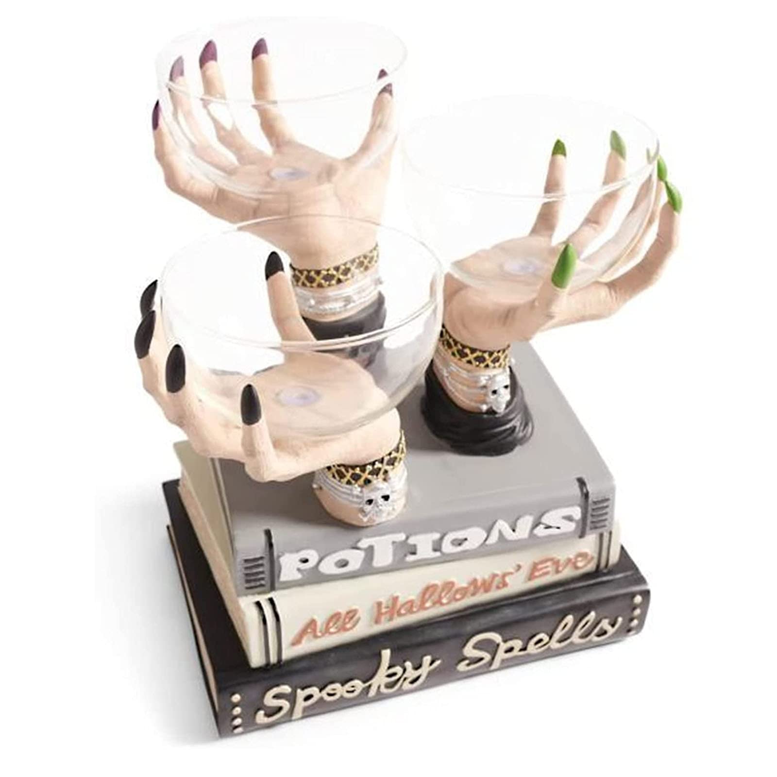 Halloween Witch Hands Snack Bowl Stand, Halloween Witch Hand Holder, 1 Dish Holder for Candy Biscuit Dessert Snack, Mini Cakes Fruit Candy Display Tower,Dessert Plates,Fruit Bowls (Black Nails)