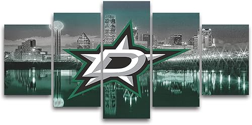 Miniatura 4 de Póster de estrellas de Dallas para hockey sobre hielo, lienzo deportivo, impresión de arte de pared, decoración del hogar, marco grande, listo para