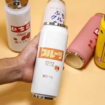 Kawaii Water Bottles Stainless Steel Water Bottle Kawaii Water Bottle with Straw Japanese Water Bottle Insulated 500ml/16.12oz,White lychee