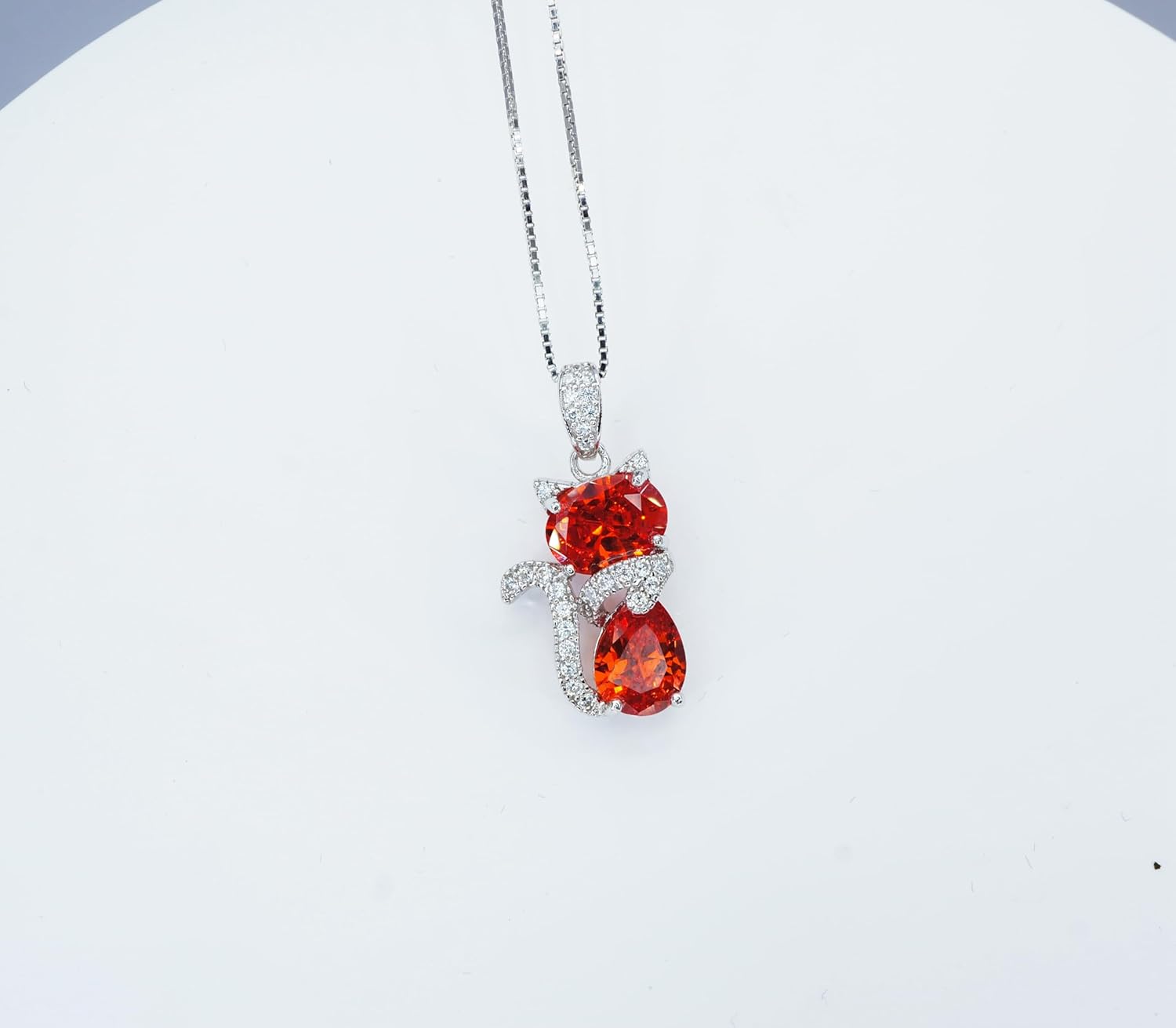 Cat Sunstone necklace, Diamond Kitty Cat Sun stone Pendant, Orange Gemstone Sterling Silver Pet lover gift Kitten Jewelry