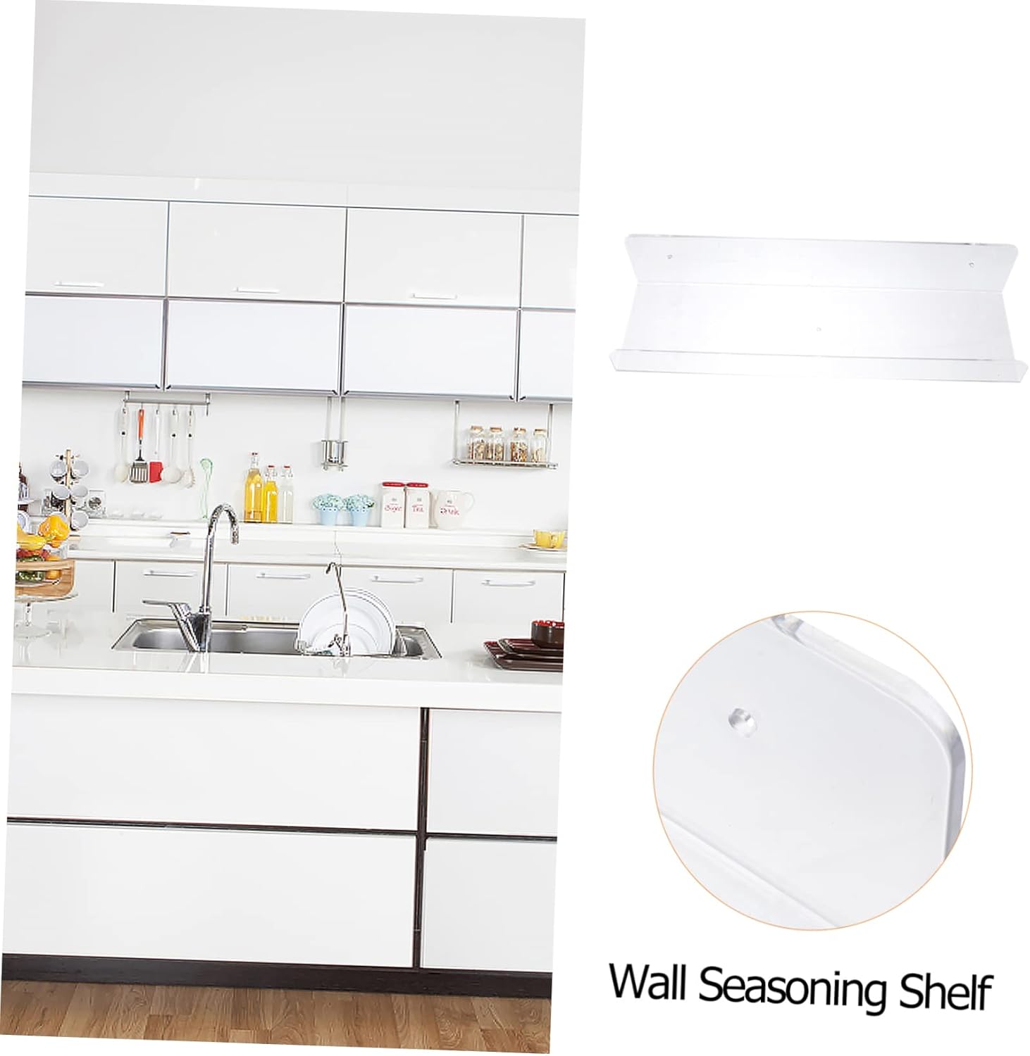 LIFKOME 3pc Acrylic Wall Shelf Wall-Mounted Rack Storage Storage Wall Seasoning Shelf for Kitchen Office Bathroom