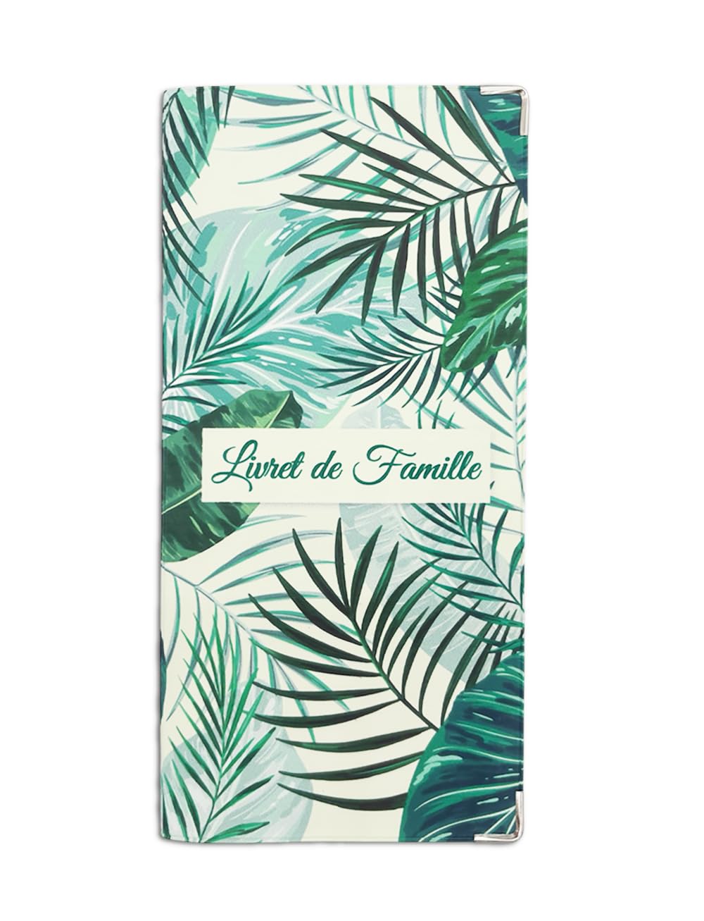 Étui Livret de Famille Protège-Livret Officiel en Gomme Expansée Format Mairie Tropical Vert