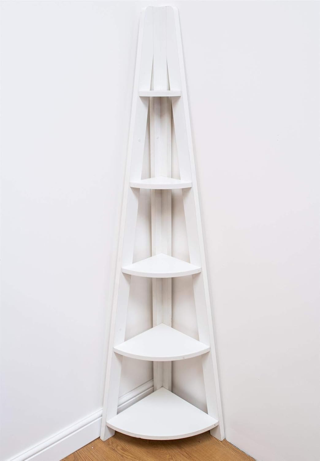 Timber Art Design Riva Scandinavian Retro Corner Ladder Bookcase Shelving Shelf Unit Grey 5 Tier