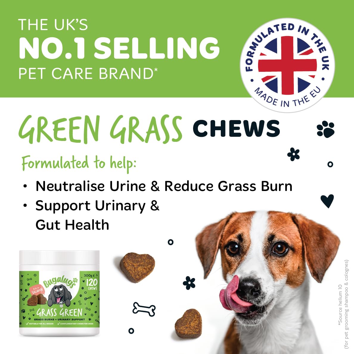 Bugalugs Grass Green Dog Supplement Chews helps support Dog Urine Neutraliser for Grass Burn with Cranberry that helps Urinary & Gut Health - Image 3