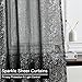 Silver Black Sheer Curtains for Bedroom - Metallic Silver Sparkle Curtains 63 Inch Length, Rod Pocket Shiny Sheer Window Curtains, Privacy Glam Sheer Curtains with Sparkles, 52 x 63 Inch, 2 Pcs, Black