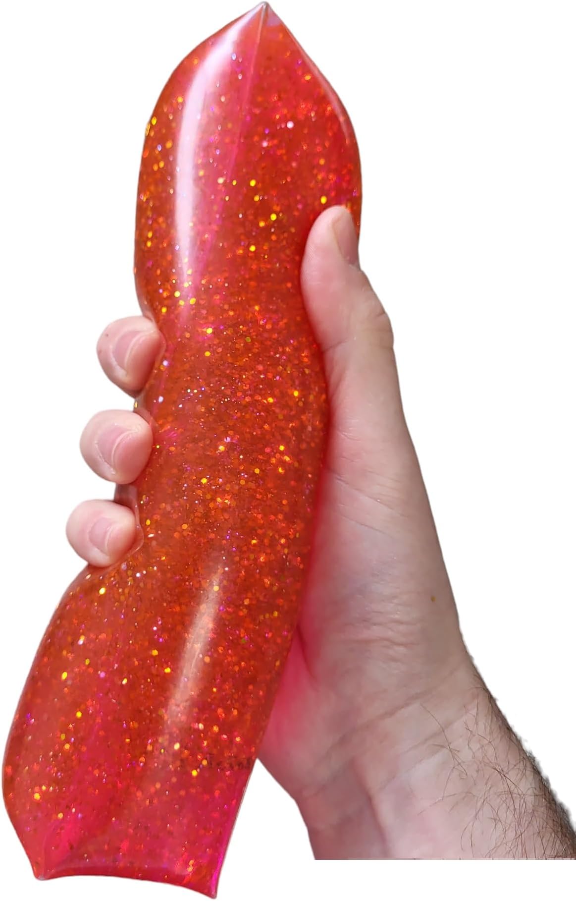 Glittery 8" Jumbo Water Wiggler Fidget Toy, Giant Slippery Water Snake Toy for Adults and Kids - Assorted Vibrant Colors with Shiny Glitter (1 Pack) (Pink/Purple/Orange - 1 Pack)