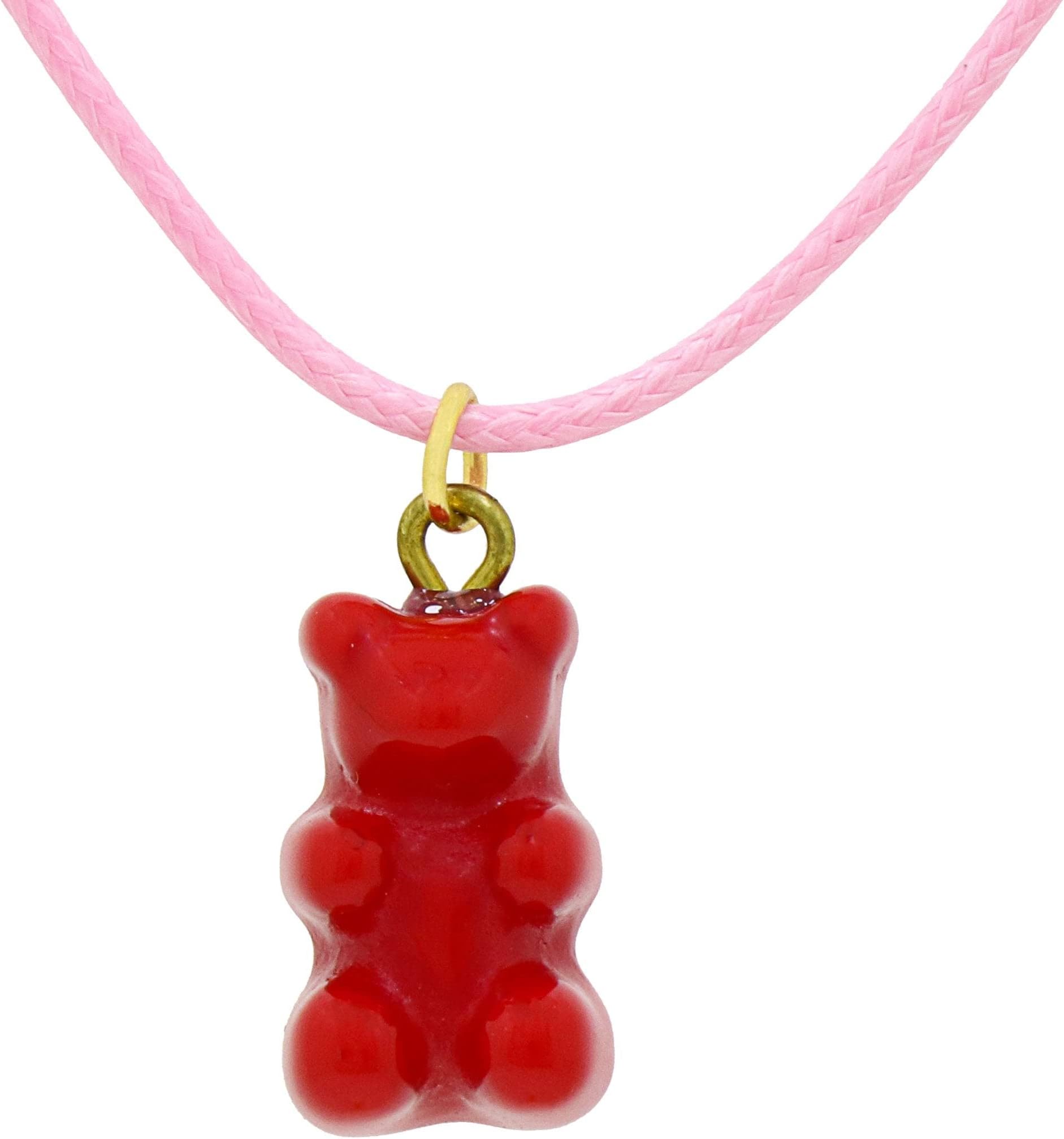 Lola Gummy Bear Cord Necklace Pink/Raspberry/Gold Plated One Size Pink