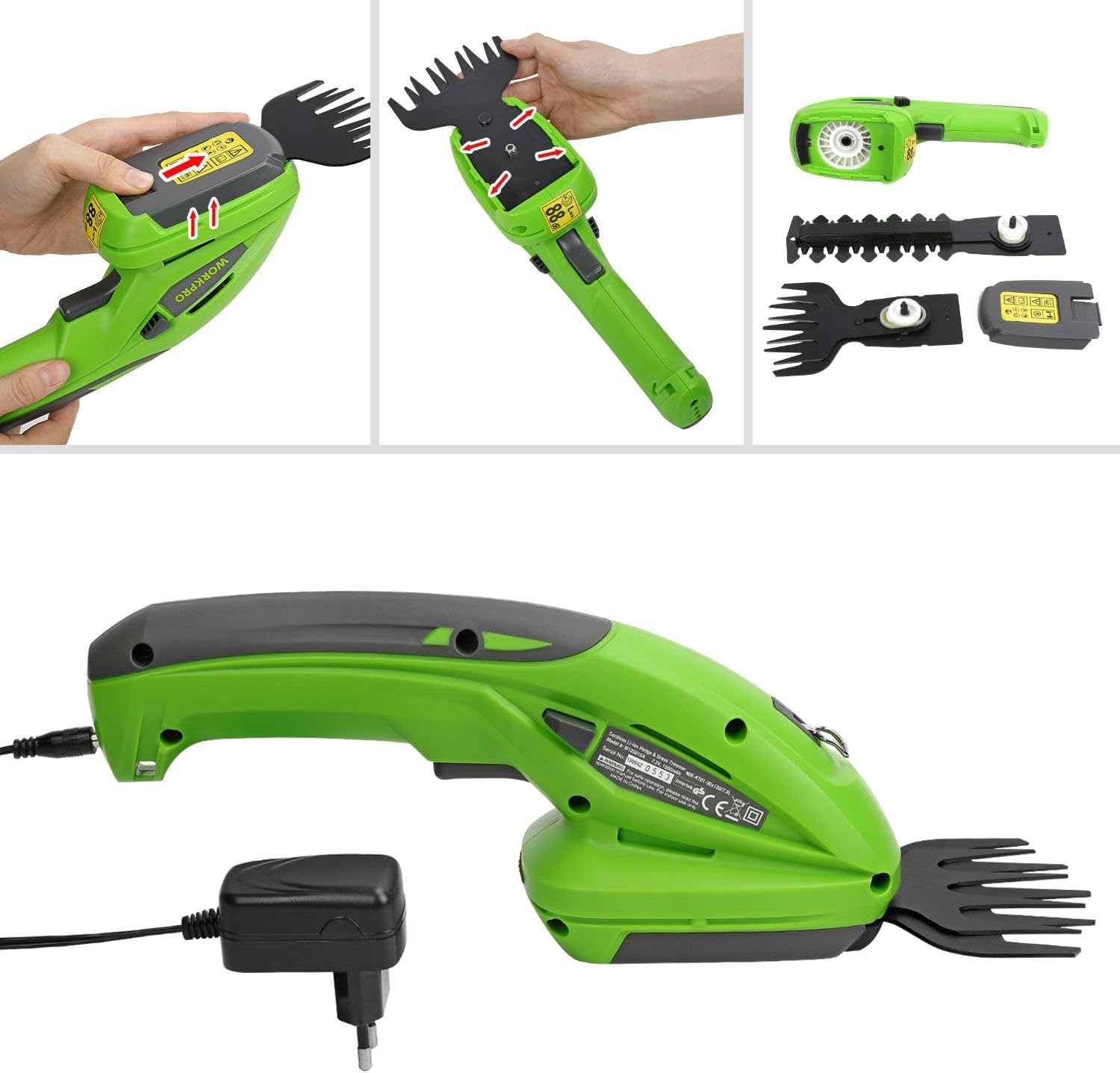 Sekwenza ta' immaġnijiet li juru kif tibdel ix-xfafar fuq l-għodda WORKPRO b'mod sigur