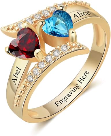Personalized 2 Simulated Birthstones 